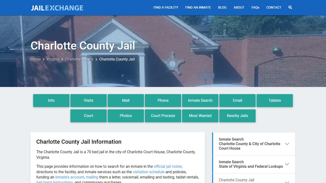 Charlotte County Jail, VA Inmate Search, Information